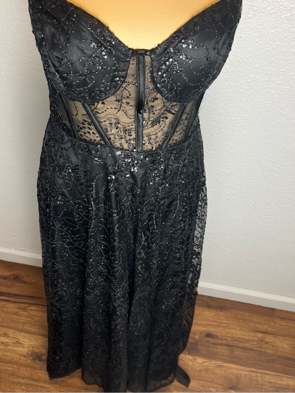 Windsor Black Lace Corset Dress Size 11 Cocktail Formal - Picture 5 of 17